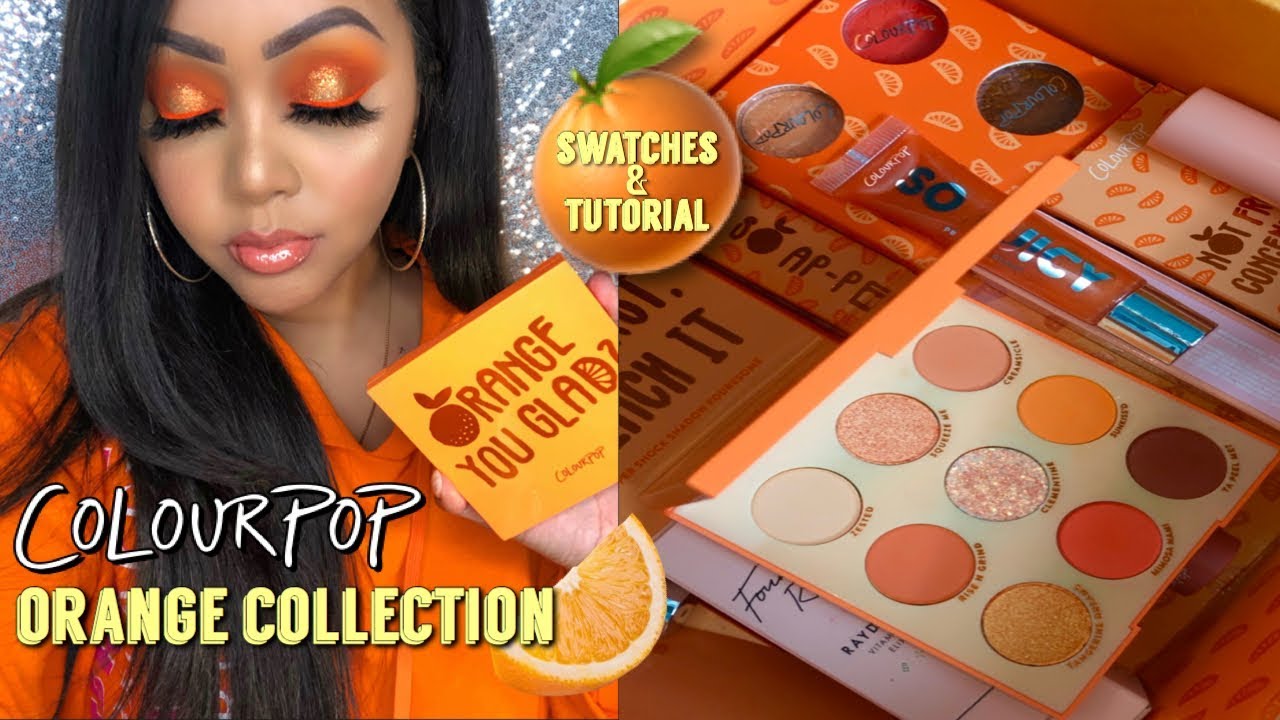 COLOURPOP ORANGE YOU GLAD COLLECTION || UNBOXING, SWATCHES, TRY-ON HALO EYESHADOW TUTORIAL