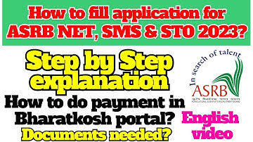 How to fill application for ASRB NET, SMS & STO 2023? | Payment in Bharatkosh portal | ICAR NET 2023