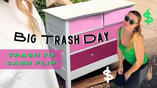 BIG TRASH DAY - Pink Dresser Trash to Cash Flip