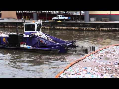 Baltimore City Trash Skimmer Boat in the Inner Harbor