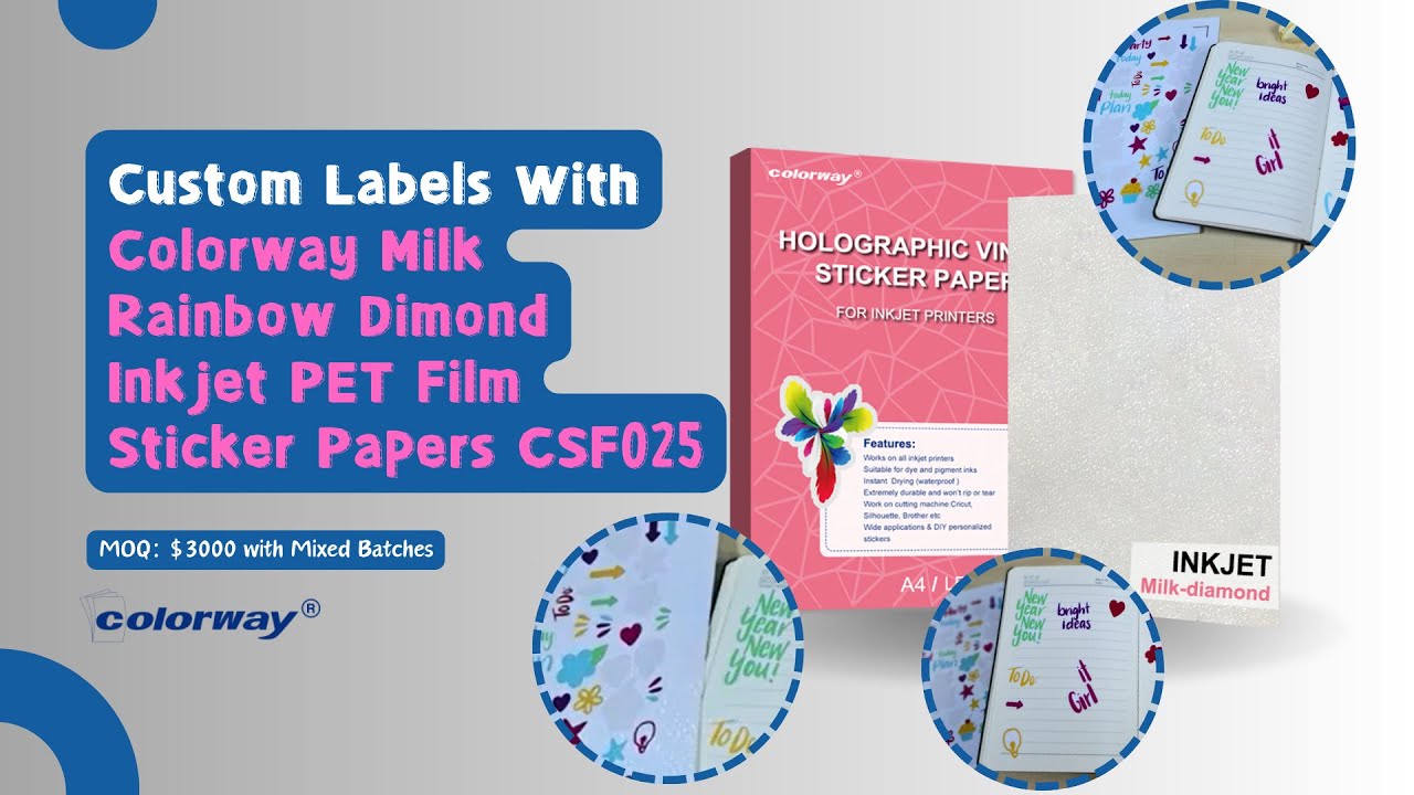 🌈 DIY Stickers,Labels&Photo Albums with Milk Rainbow Diamond Inkjet PET ...
