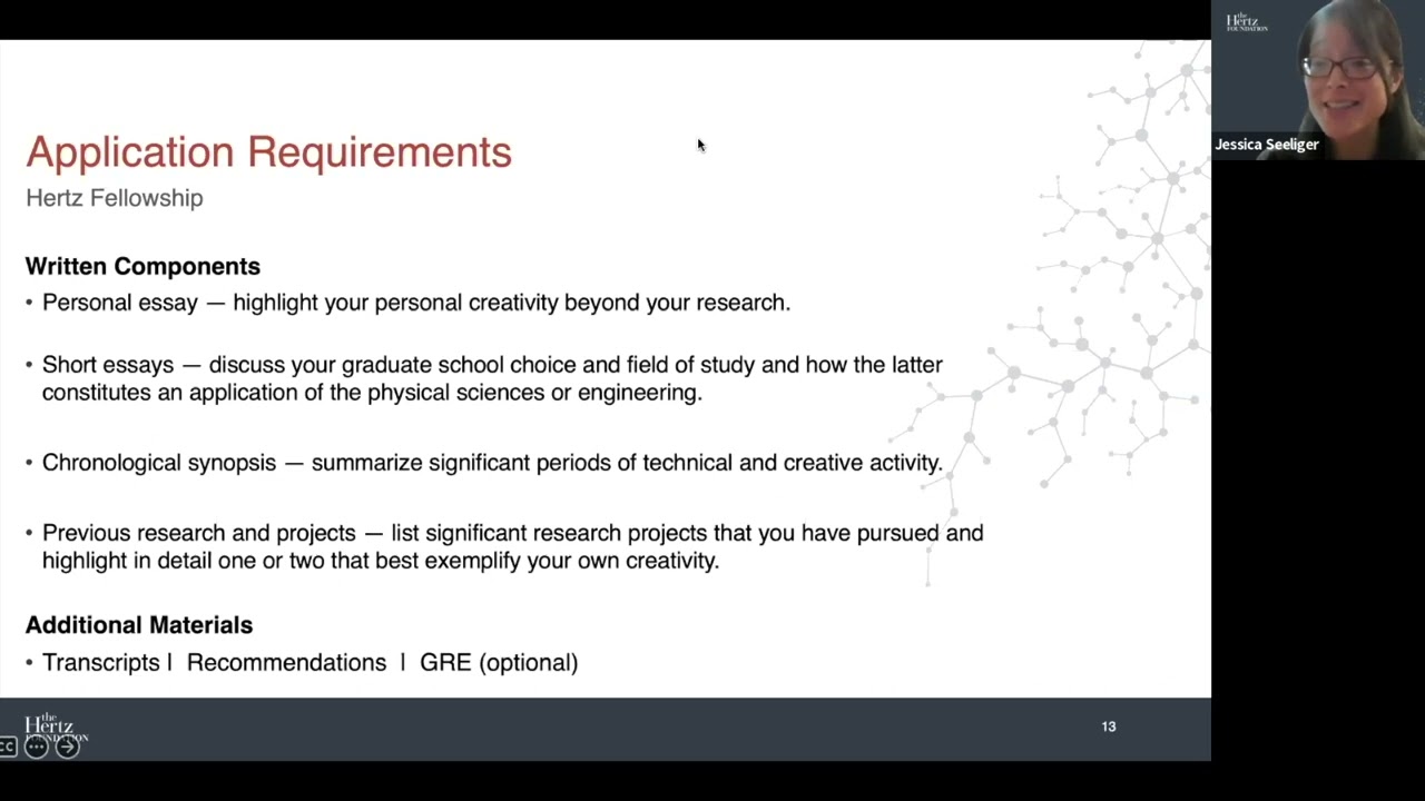 Components of the Hertz Fellowship Application