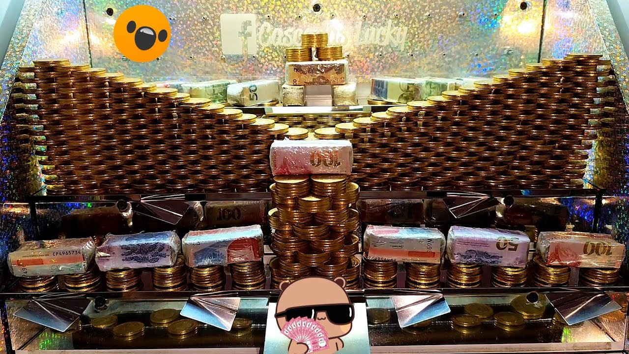 EN UN DOS POR TRES TODO PARA ABAJO!!🤩🍀💲💵  MAQUINA EMPUJAMONEDAS DE $10  #dinero #slotmachine #money