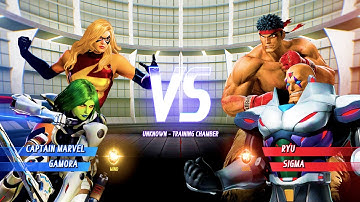 Captain Marvel & Gamora VS Red Ryu & Sigma (Hardest AI) -  infinite gameplay pc