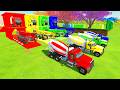 Colorful trucks - ALL COLORFUL TEREX CRANE TRUCK, MACK MIXER CEMENT TRUCK TRANSPORTING TO GARAGE