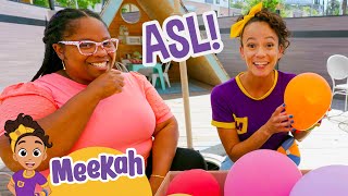 meekah learns asl at playlab meekah full episodes educational videos for kids blippi toys