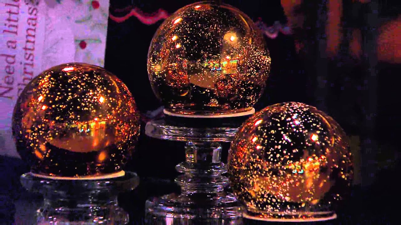 S/3 Lit Mercury Glass Spheres with Outdoor Stakes by Valerie with Shawn