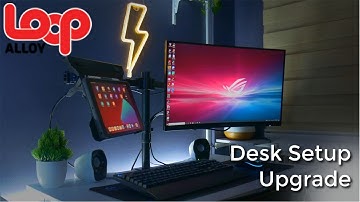 Desk setup upgrade! Dual monitor arm from Loop Alloy.