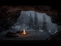 Winter Cave Ambience Snowstorm Howling Wind And Fireplace Sounds For Deep Sleep And Relaxation 