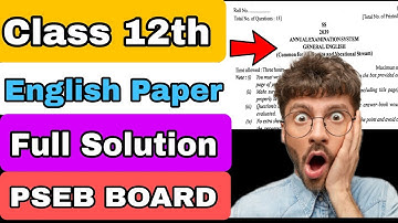 😱Class 12th pseb english paper l general english class 12 pseb l punjab board english paper 12th