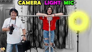 Camera Lights Mic Our Shooting Setup Collection Of Video Camera Mic Stand Aayu And Pihu Show