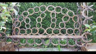 DIY bench out of horseshoes made with the arc or stick welder, easy projects you can make in a weekend. Simple construction, butt 