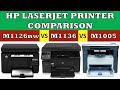 HP Laser Printer Comparison | M126nw vs M1136 vs M1005