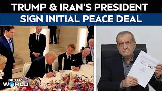 US Iran Peace Deal | Moment Trump Signs US-Iran Agreement At Palace Of Versailles
