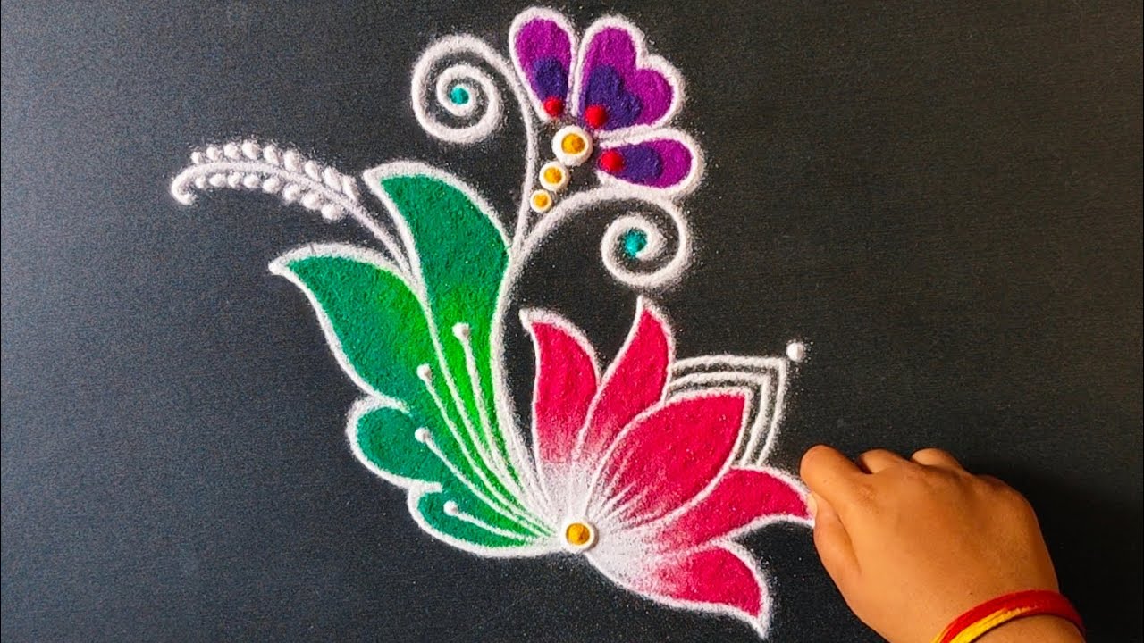 Beautiful border rangoli designs | Friday rangoli |Lotus rangoli | Border muggulu | Festival kolam