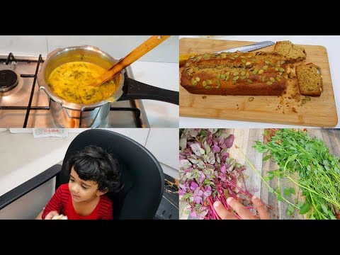 cooking-from-the-garden-vlog---honey-banana-bread---spinach-pulikari-&-poriyal---yummy-tummy-vlog