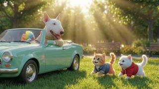 Bull Terrier Chef Makes Refreshing Shaved Ice For Cute Kittens