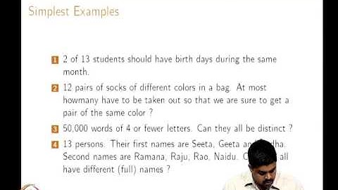 Mod-01 Lec-01 Pigeon hole principle - (Part 1)