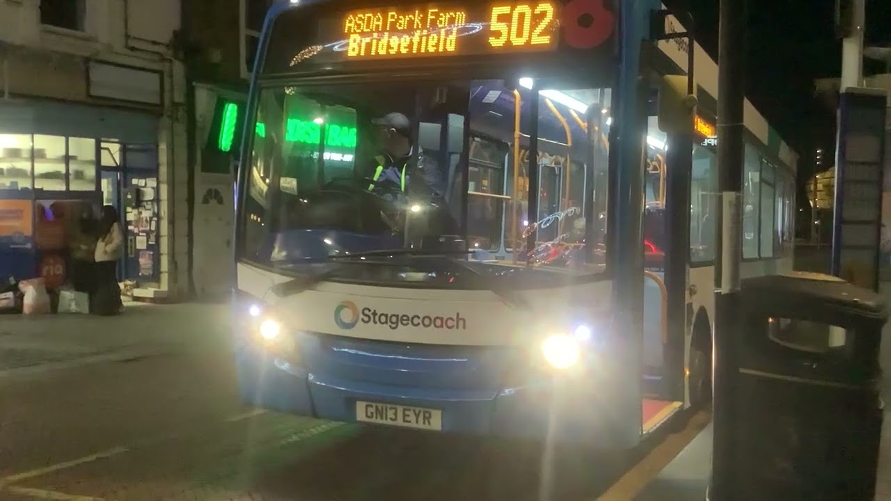36880-GN13 EYR on route 502 to Bridgefield leaving and departing Ashford town centre.