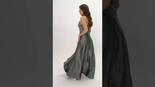 Lafaba - Kadın Mint Yeşili İnce Askılı Saten Abiye & Mezuniyet Elbisesi - 22Y265042R19