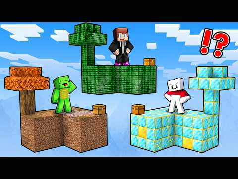 JJ Hacker vs Mikey Noob vs Carrie Pro: Skyblock Battle in Minecraft