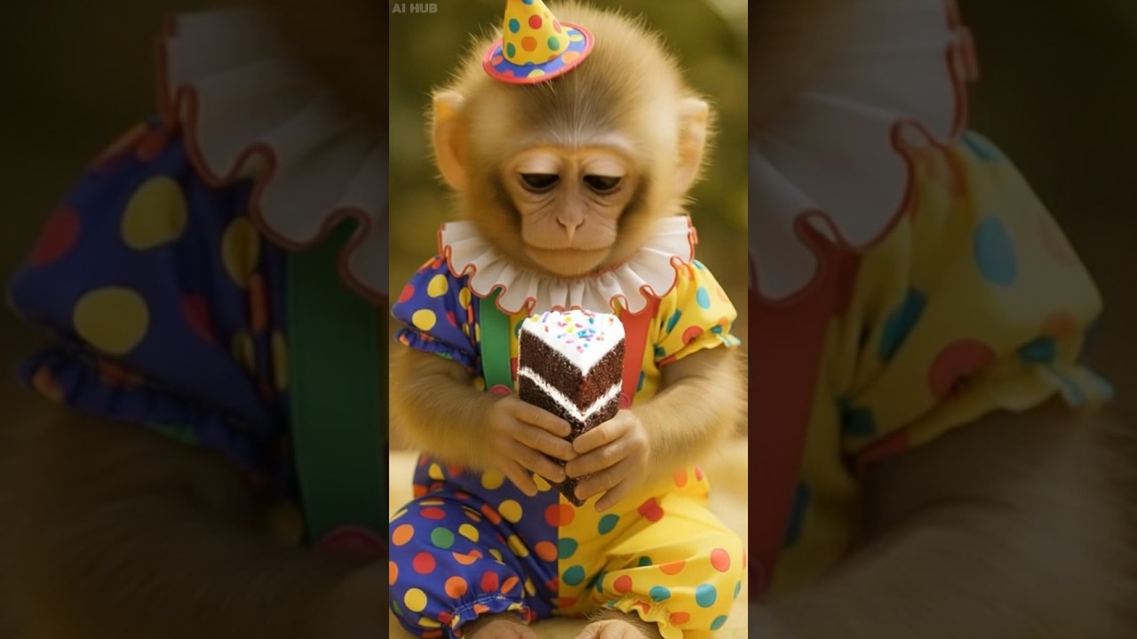 Cute Baby Monkey Eating Cake 🍰| Adorable Animal Video