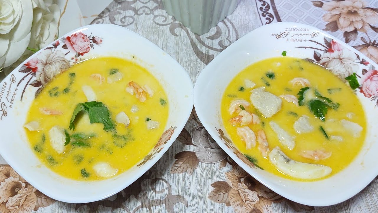 طريقة عمل شوربه سى فود بكريمة الطهى🍤