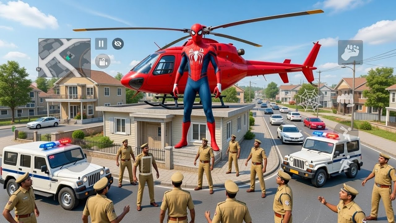 Spider-Man Rooftop Helicopter Takeoff! Police Chase Gameplay 🚁🔥
