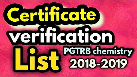 PGTRB Chemistry|Certificate verification list published|TRB website|