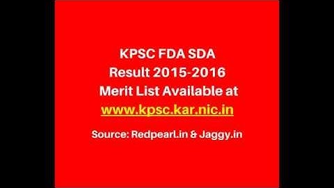 KPSC FDA SDA Result 2015-2016 |  total 2484 combined vacancies | RedPearl