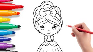 Coloring Baby Cinderella | Cute Disney Princess Coloring Pages for Kids 👑 Coloring Baby Cinderella | Cute Disney Princess Coloring Pages for Kids 👑