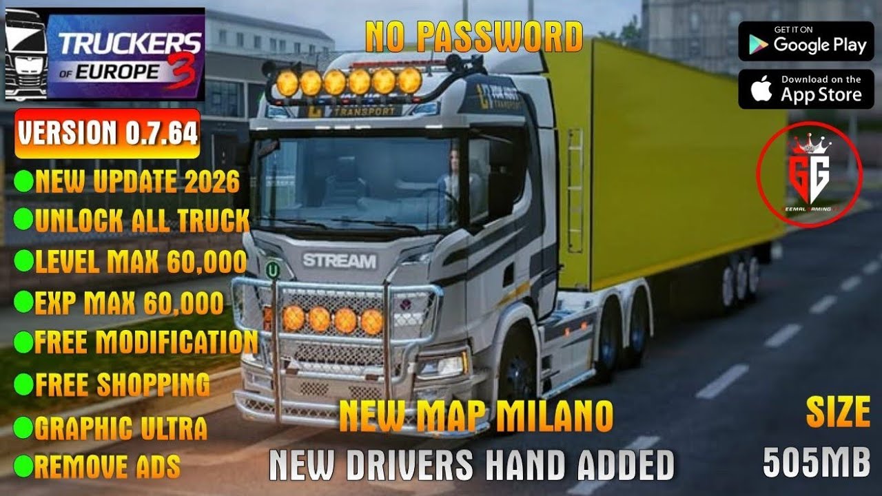 Truckers Of Europe 3 Mod Apk 0.7.63 Terbaru 2026 - Unlimited Money & Max Level
