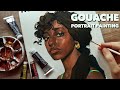 Paint with me / Gouache Portrait Painting Process