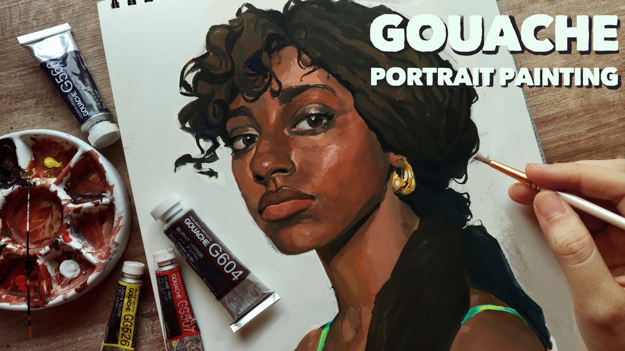Gouache portrait tutorial fullvideo🩵 1/2 #mijello #gouache