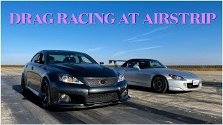 Lexus ISF Vs Mercedes E55 & E63 AMG & 155 MPH PULL @ NO PREP AIRSTRIP