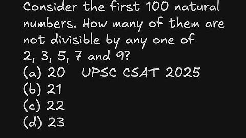 Consider the first 100 natural numbers. How many of them are not divisible by any one UPSC CSAT 2025