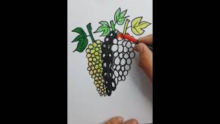 قطف العنب . رسم الفاكهة . صورة جميله للعنب . رسم سهل فرج .grape cluster drawing