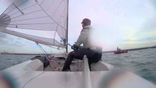 20150215 1 of 2 - First mark rounding and passing 2nd/3rd place boats