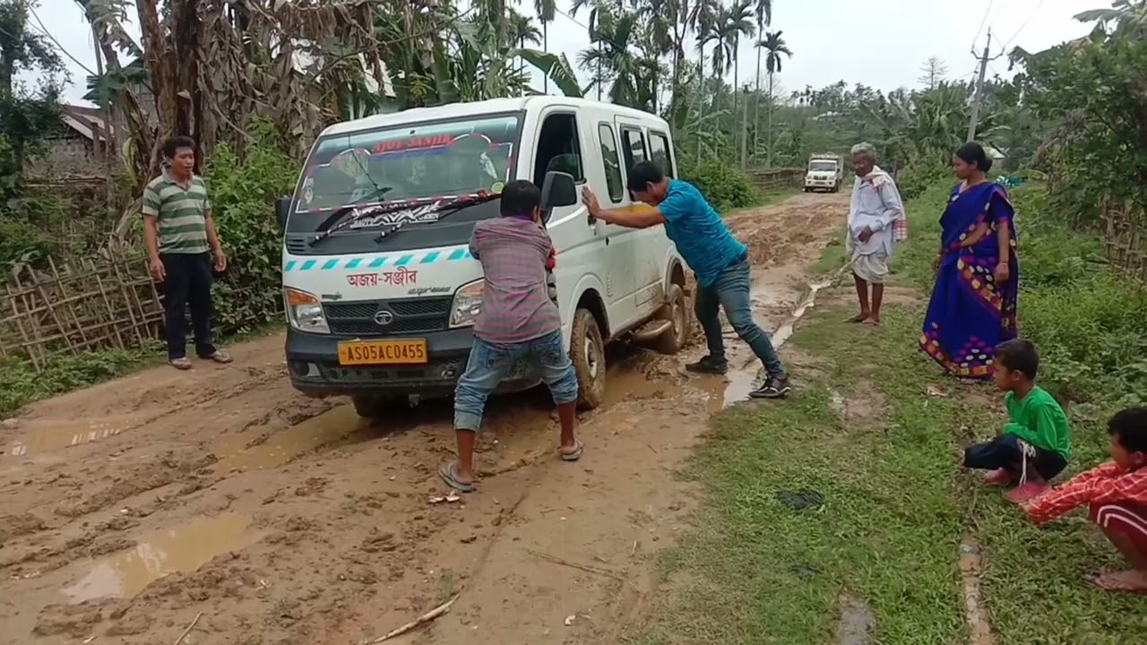 Tata magic stuck on mud road