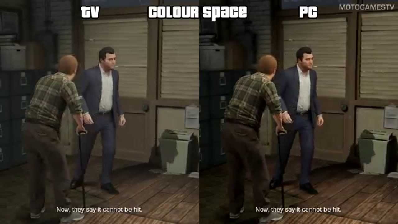 GTA V (XOne) TV vs PC - One Colour Settings Comparison - YouTube