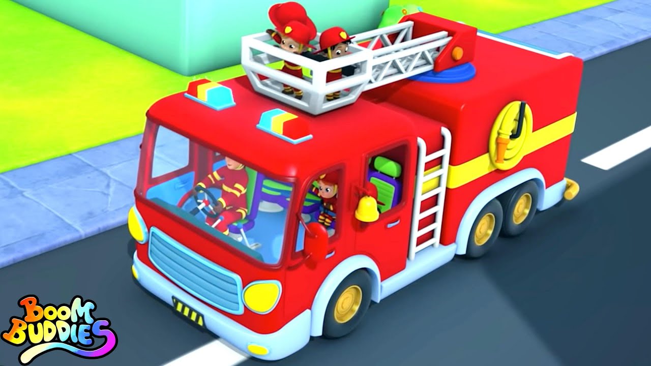 wheels-on-the-firetruck-more-kids-songs-and-cartoon-vehicles-youtube