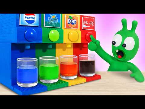 Pea Pea Gets Trouble with Colorful LEGO Soda Vending Machine!
