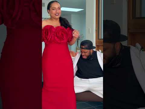 Hubby’s BLINDFOLDED reaction to my new dress… #comedy #couple #funny #fashion thumbnail