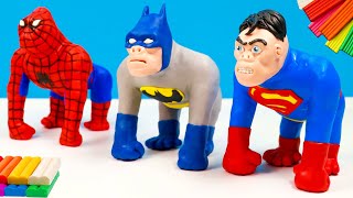 DIY King Kong mod Superheroes Spider man, Superman, BatMan with clay 🧟 Polymer Clay Tutorial