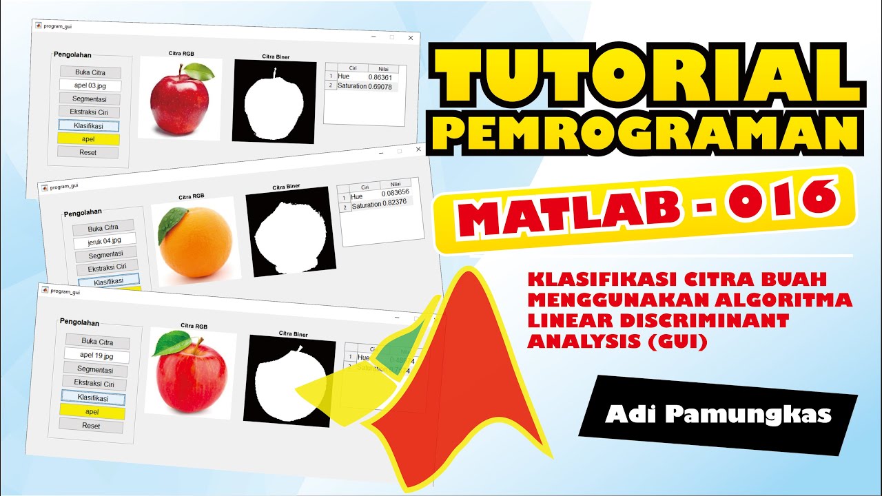 Tutorial Pemrograman MATLAB - 016 - Klasifikasi Citra Buah Menggunakan Algoritma LDA (GUI)