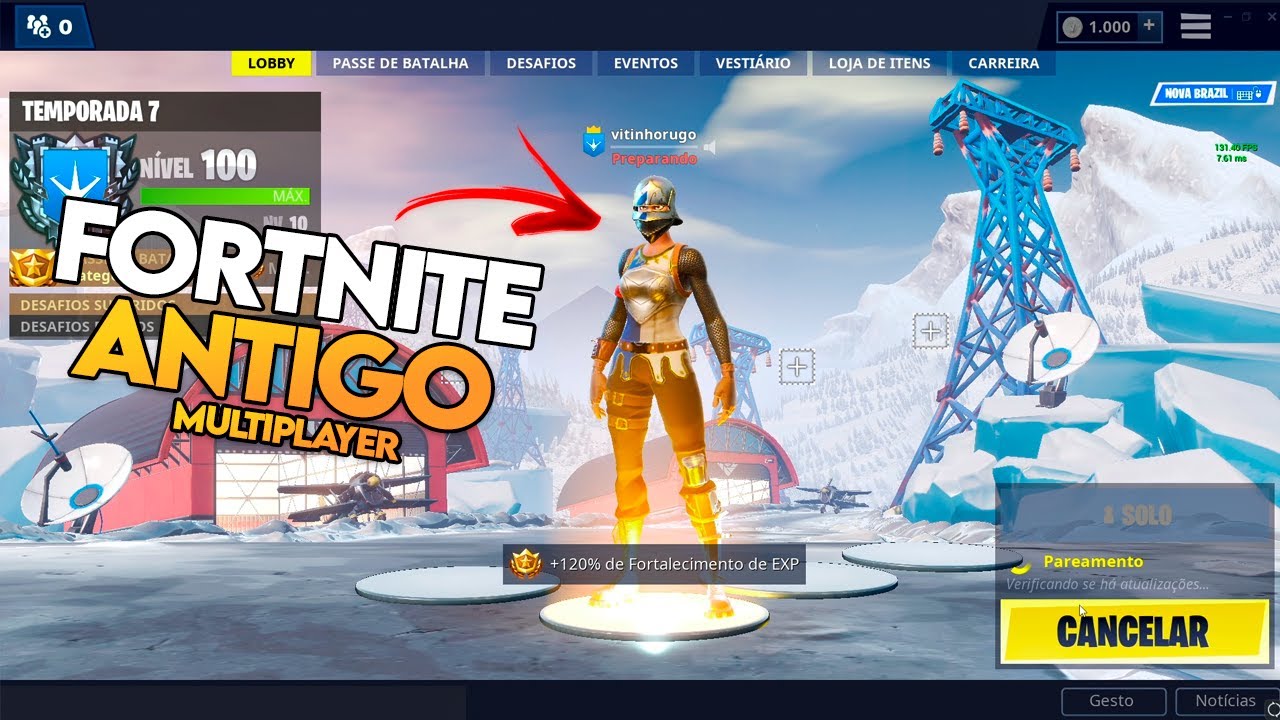 COMO JOGAR O FORTNITE ANTIGO e MULTIPLAYER (SERVER BR, SEASON 7) 