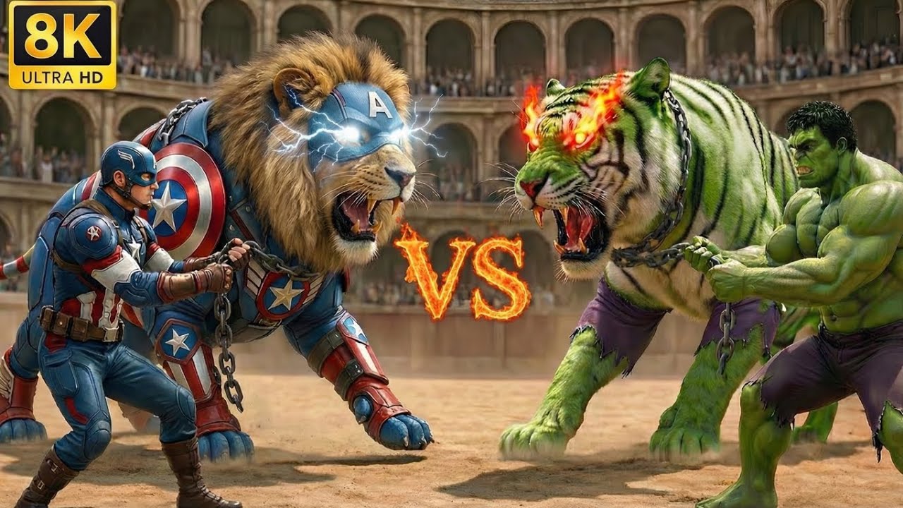 ⚔️ Ferocious HULK Tiger vs Massive CAPTAIN AMERICA Lion King | Ultimate Wild Animal Battle Showdown 