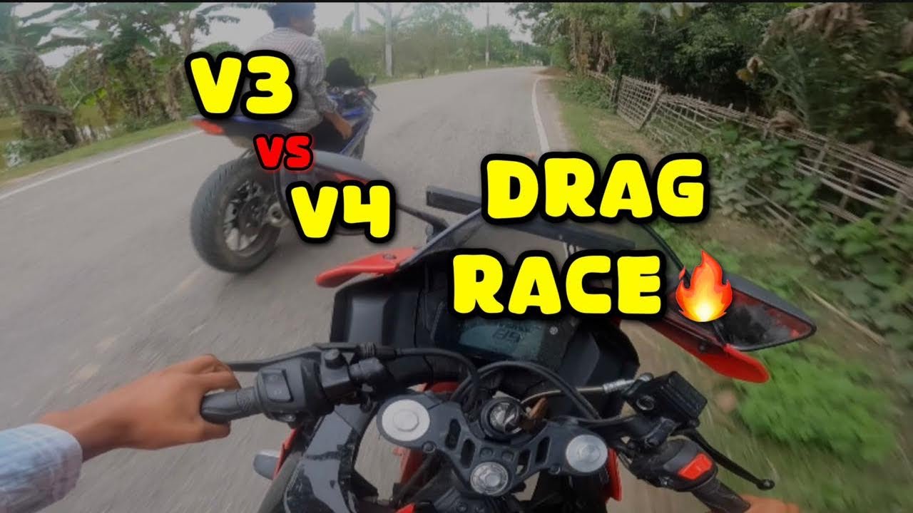 Drag race v3 v/s v4 Yamaha hyper ride🤩😍 - YouTube