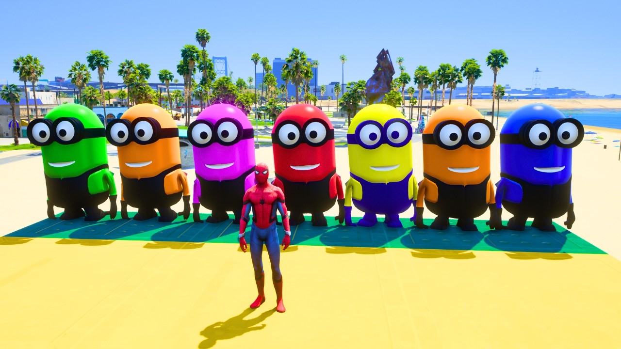 GTA 5 Epic Ragdolls RED SPIDERMAN VS RED MINION VS GREEN MINION Euphoria Physics & Funny Fails