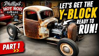 Will it ever run? Part 1. Sat for years! 1937 Ford Hot Rod pickup truck 3-deuce Y-BLOCK 272 292 312 